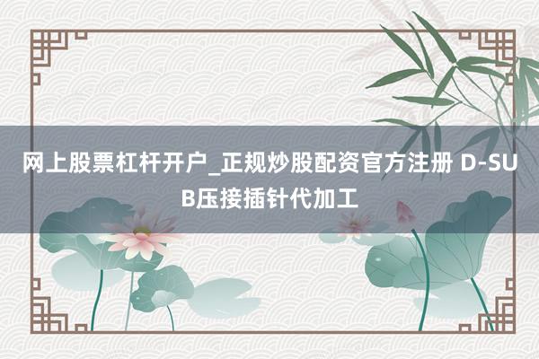 网上股票杠杆开户_正规炒股配资官方注册 D-SUB压接插针代加工